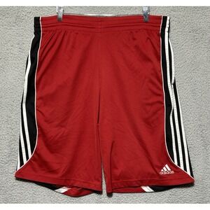 Adidas Basketball Club Jersey Shorts Red Black Stripe Large L Pockets